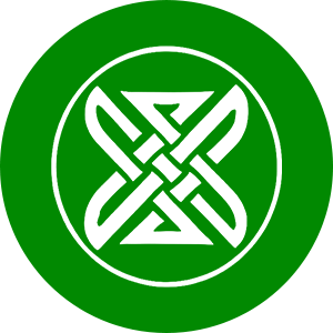A green circle with an image of a celtic knot.