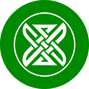 A green circle with an image of a celtic knot.